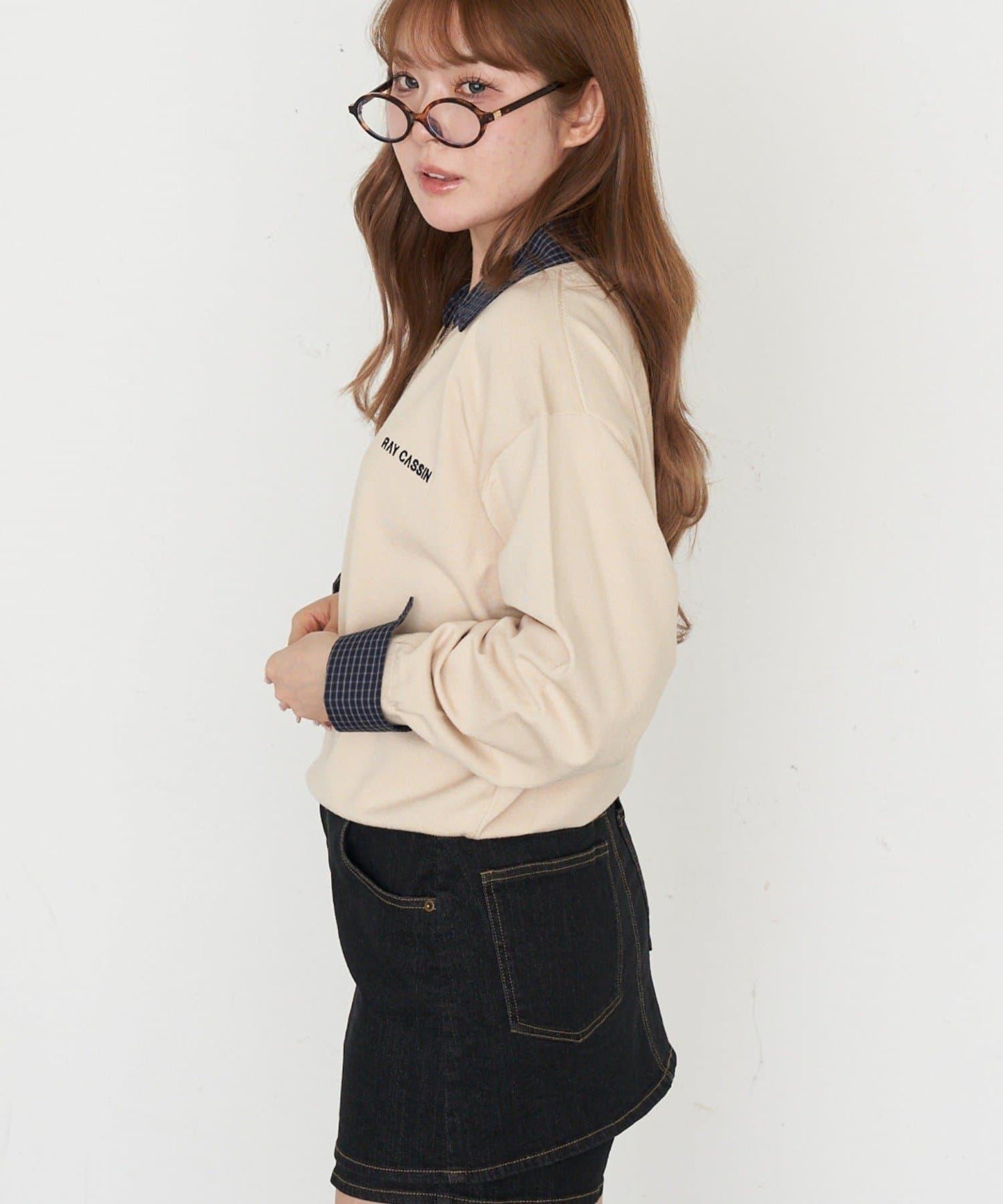 帶領 V字胸口刺繡 針織上衣