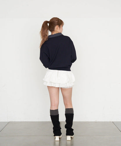 帶領 V字胸口刺繡 針織上衣