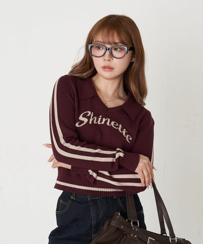 開領線條Logo針織 針織衫