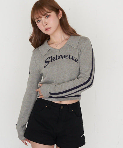 開領線條Logo針織 針織衫