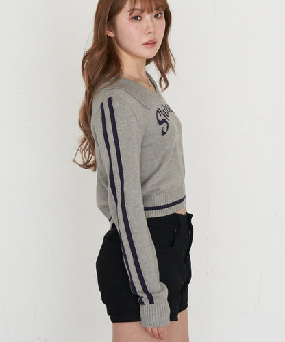 開領線條Logo針織 針織衫