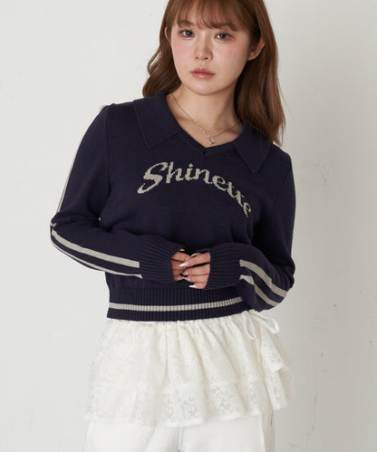 開領線條Logo針織 針織衫