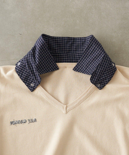 帶領 V字胸口刺繡 針織上衣