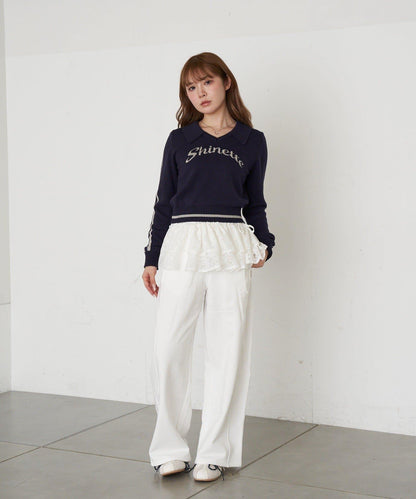 開領線條Logo針織 針織衫