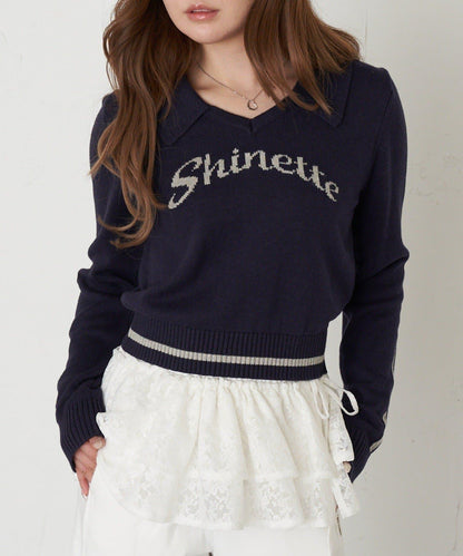 開領線條Logo針織 針織衫