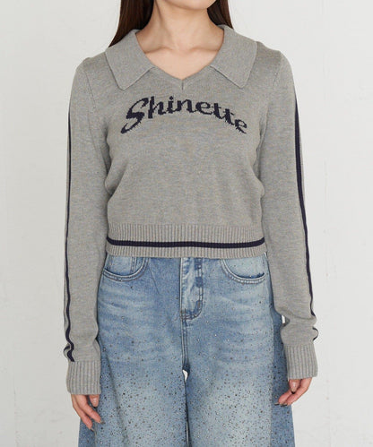 開領線條Logo針織 針織衫