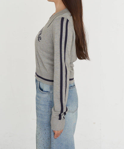 開領線條Logo針織 針織衫
