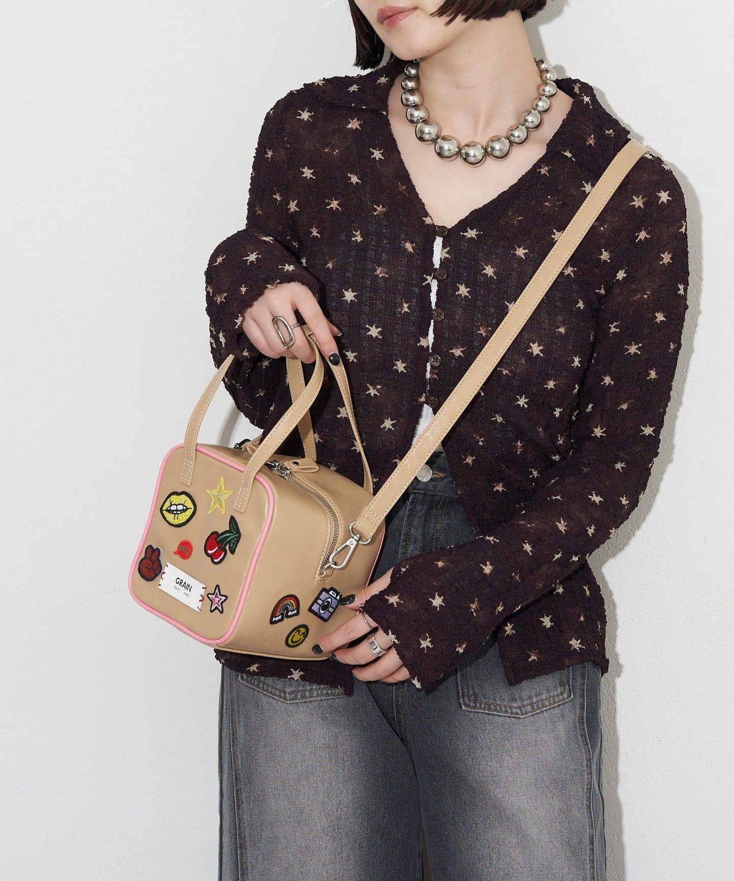 GRAIN/グレイン 2WAY 拼貼徽章方形單肩包