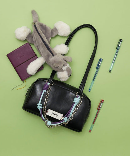 GRAIN/グレイン 配色皮革鏈條波士頓包