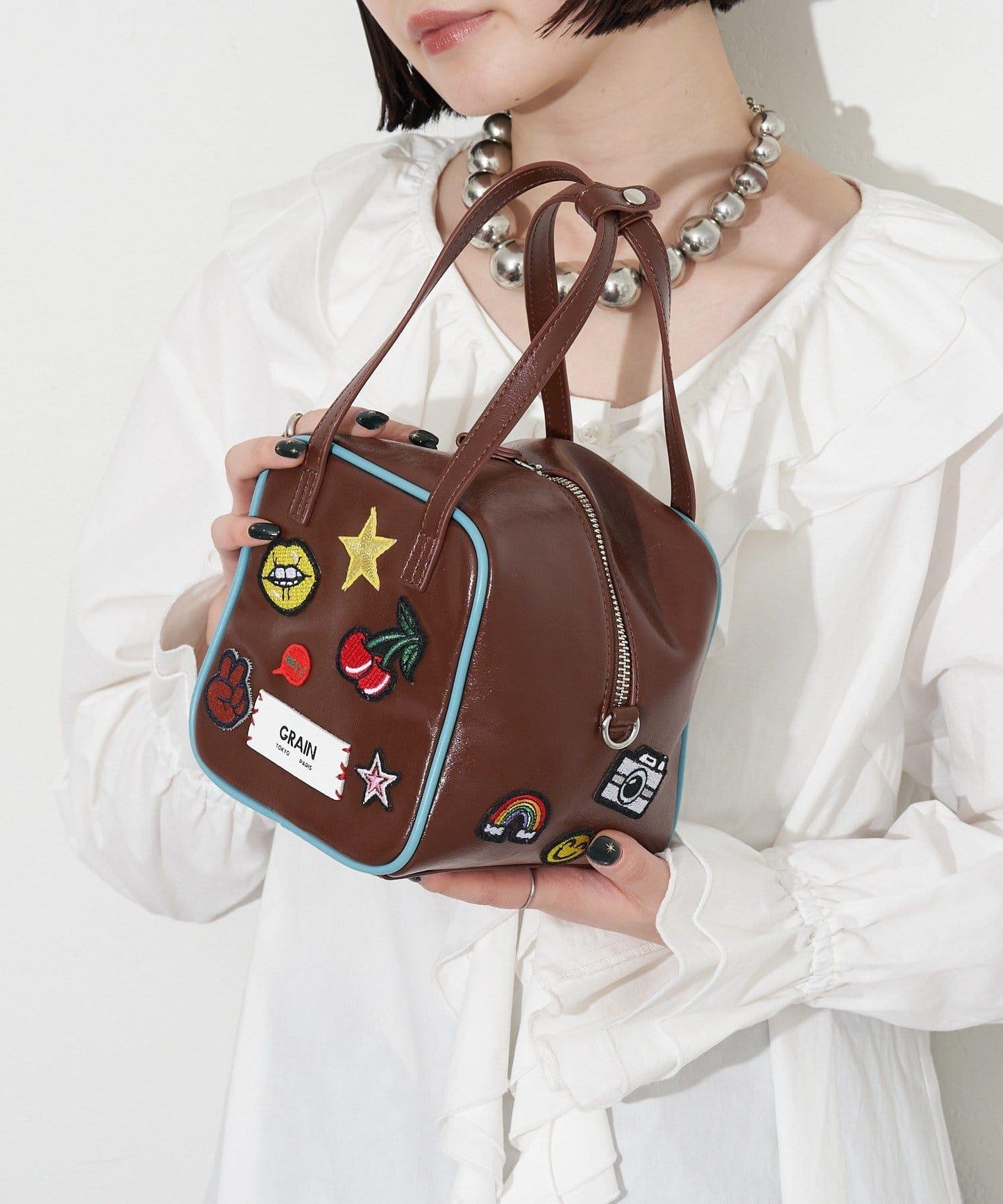 GRAIN/グレイン 2WAY 拼貼徽章方形單肩包