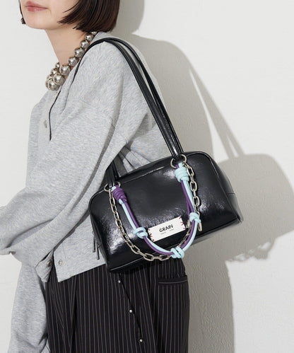 GRAIN/グレイン 配色皮革鏈條波士頓包