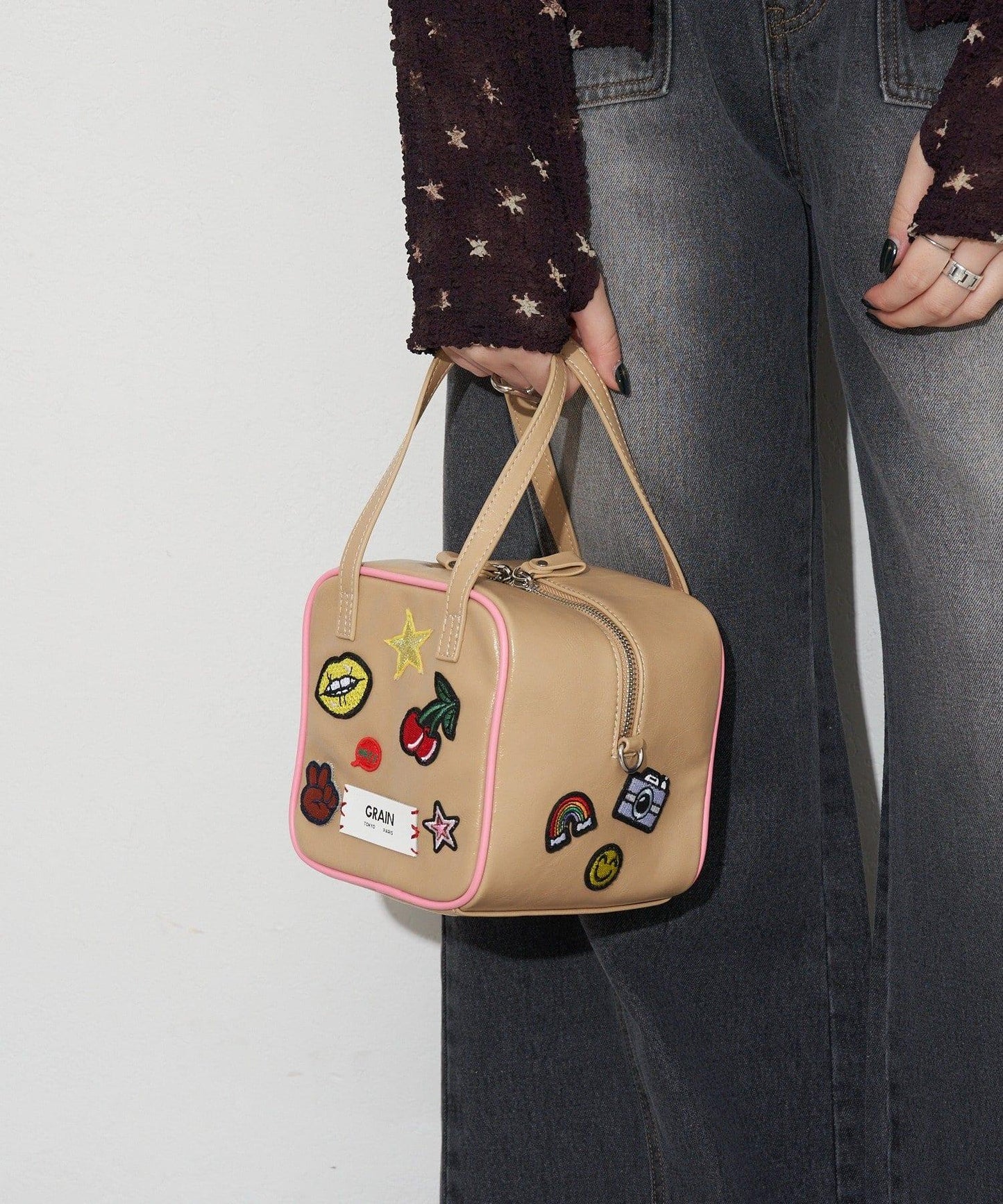 GRAIN/グレイン 2WAY 拼貼徽章方形單肩包