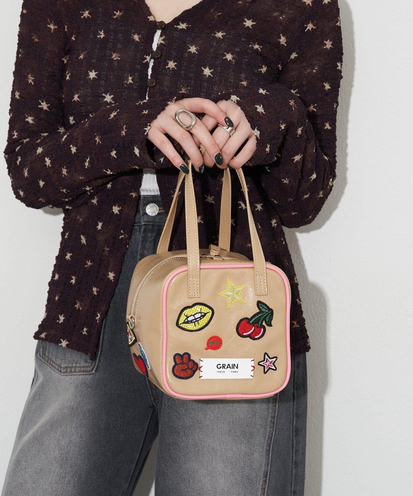 GRAIN/グレイン 2WAY 拼貼徽章方形單肩包