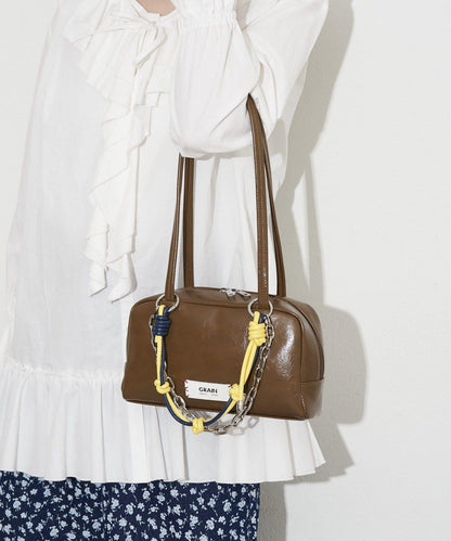 GRAIN/グレイン 配色皮革鏈條波士頓包