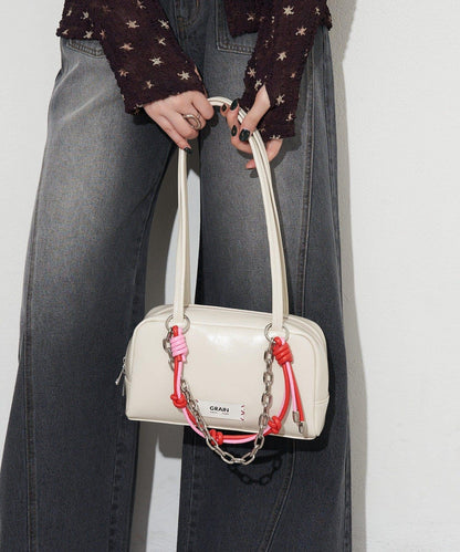 GRAIN/グレイン 配色皮革鏈條波士頓包