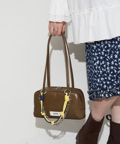 GRAIN/グレイン 配色皮革鏈條波士頓包