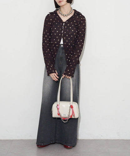 GRAIN/グレイン 配色皮革鏈條波士頓包