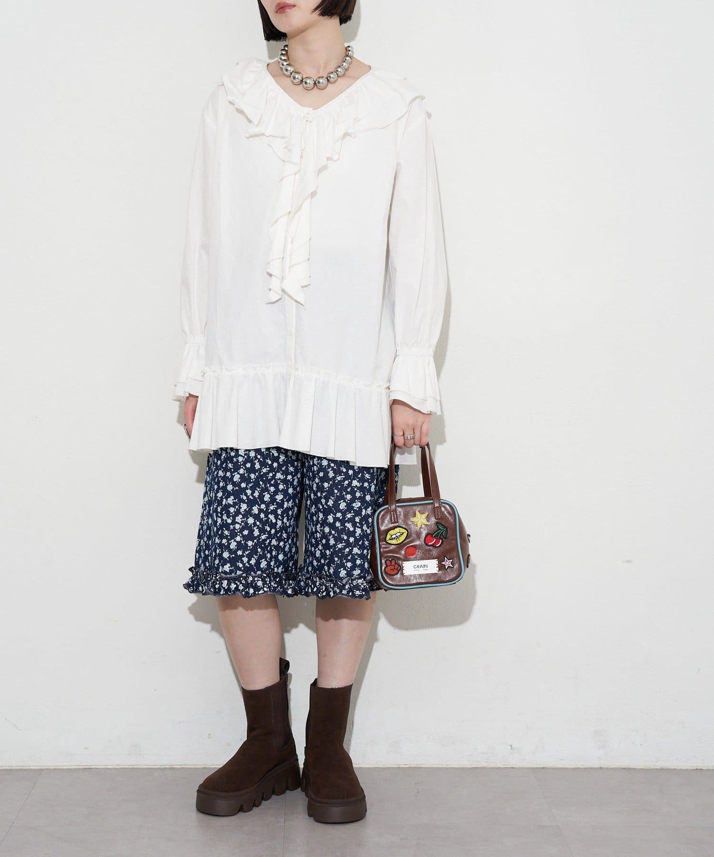 GRAIN/グレイン 2WAY 拼貼徽章方形單肩包