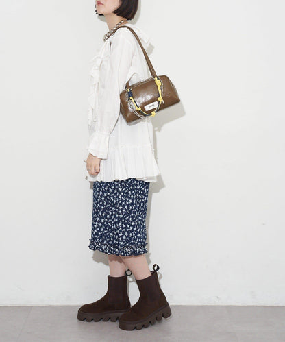 GRAIN/グレイン 配色皮革鏈條波士頓包