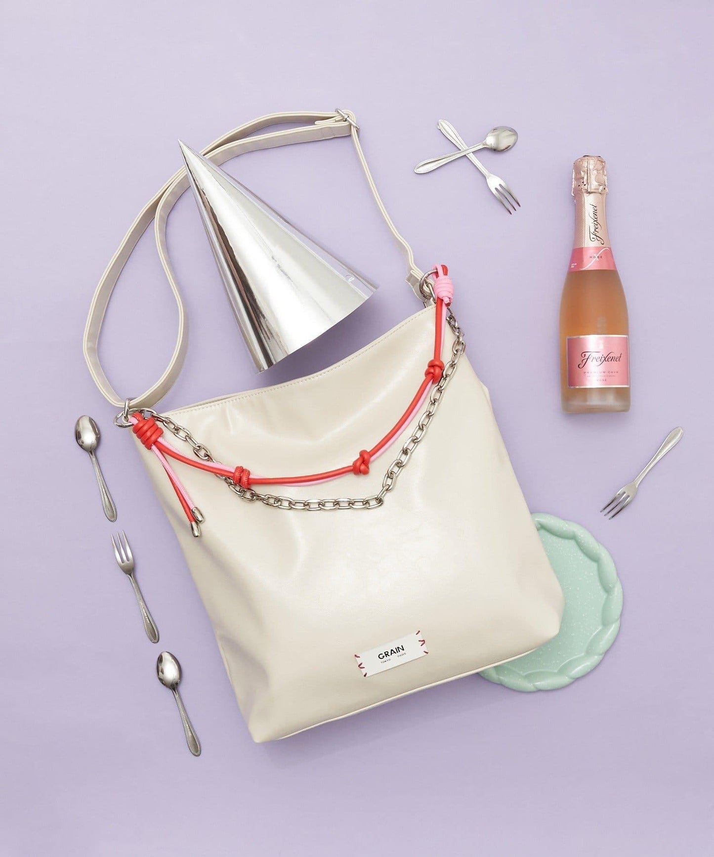 GRAIN 配色皮革鏈條 2WAY 單肩包