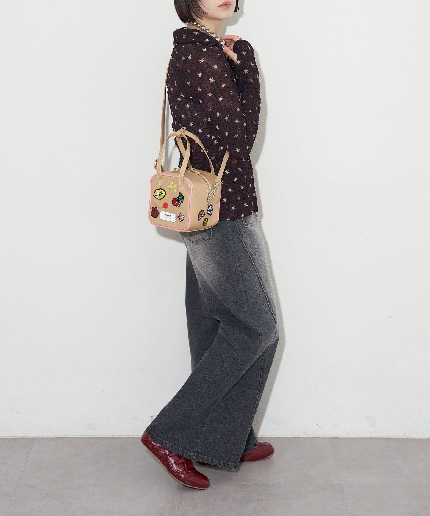 GRAIN/グレイン 2WAY 拼貼徽章方形單肩包