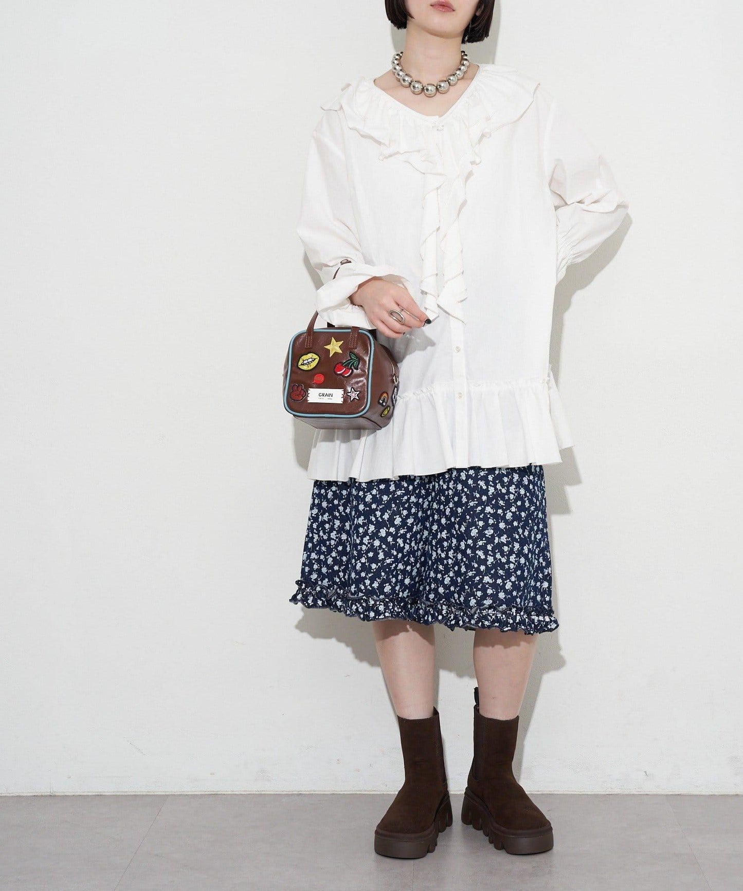 GRAIN/グレイン 2WAY 拼貼徽章方形單肩包