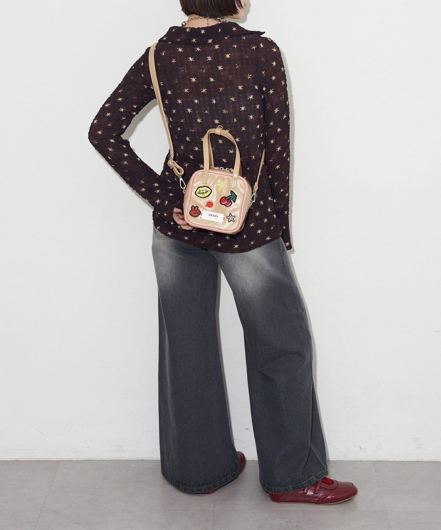 GRAIN/グレイン 2WAY 拼貼徽章方形單肩包