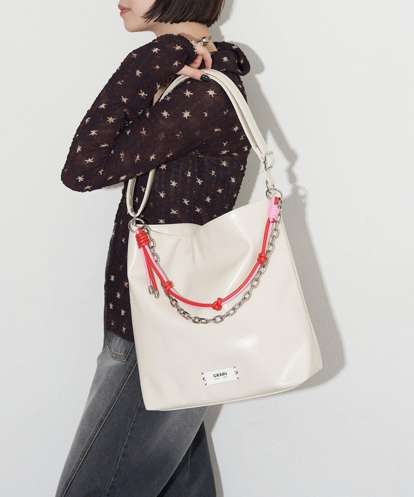 GRAIN 配色皮革鏈條 2WAY 單肩包
