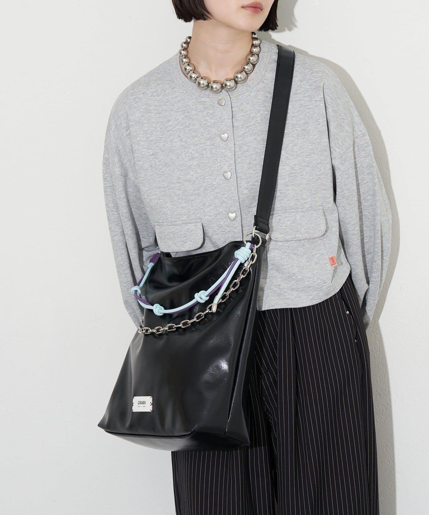 GRAIN 配色皮革鏈條 2WAY 單肩包