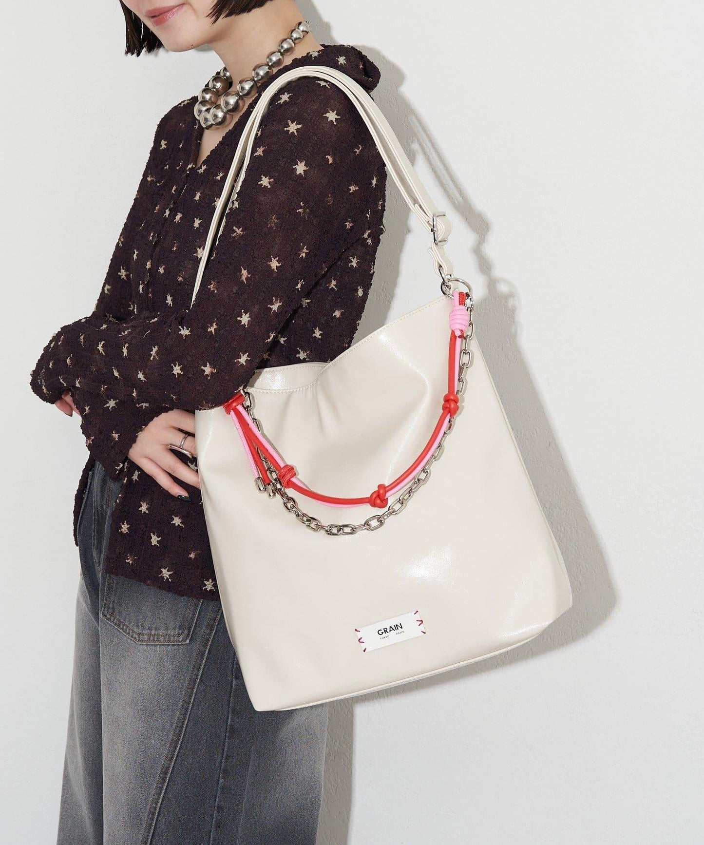 GRAIN 配色皮革鏈條 2WAY 單肩包