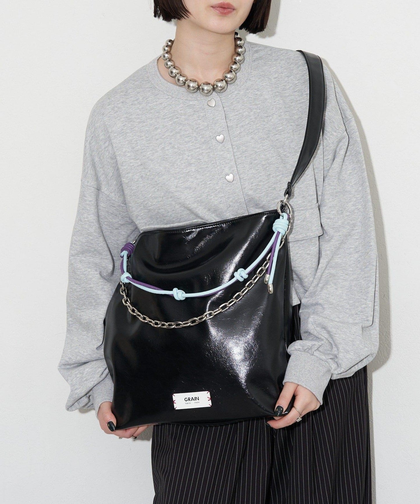 GRAIN 配色皮革鏈條 2WAY 單肩包