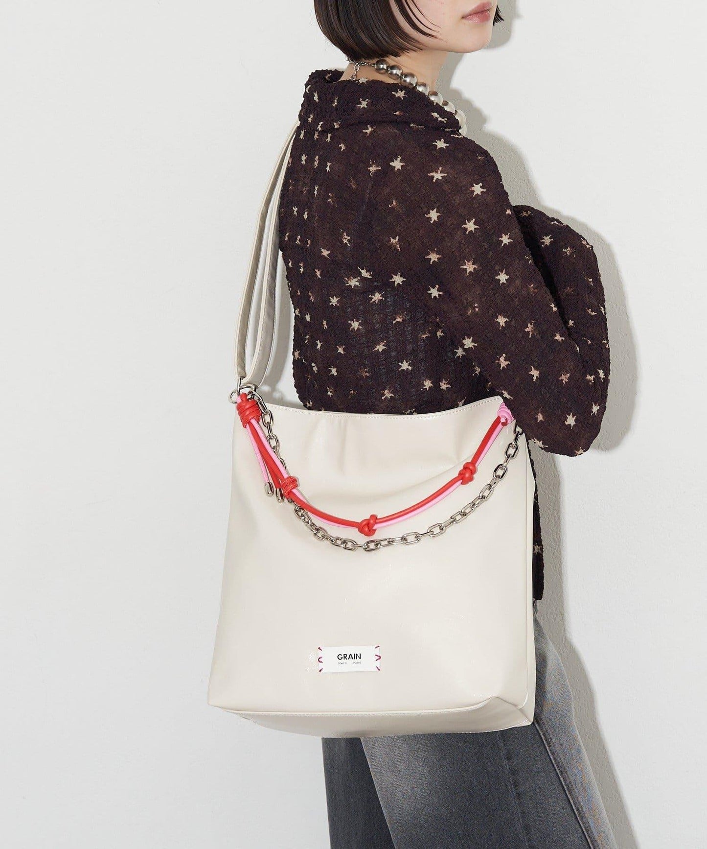 GRAIN 配色皮革鏈條 2WAY 單肩包