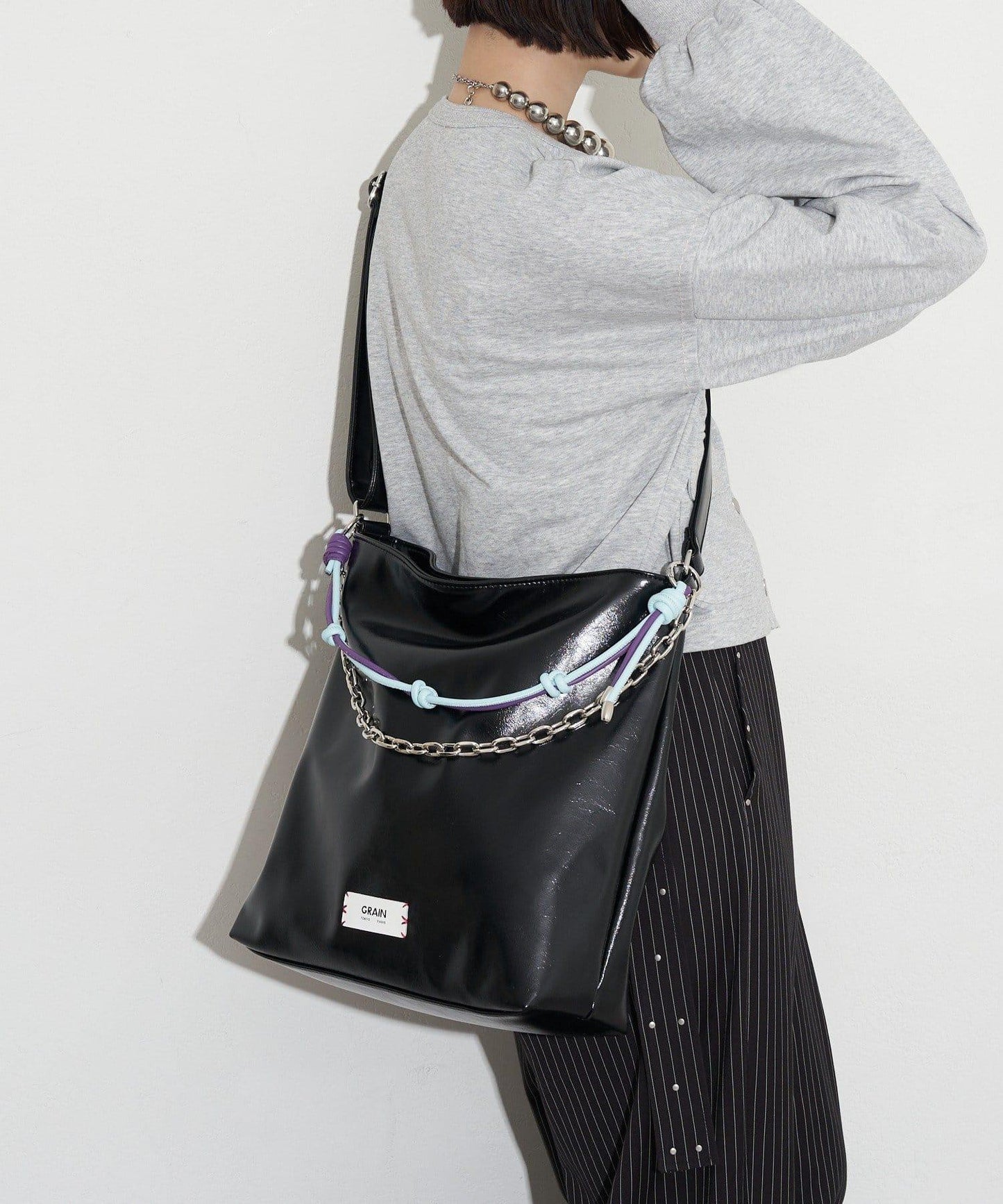 GRAIN 配色皮革鏈條 2WAY 單肩包