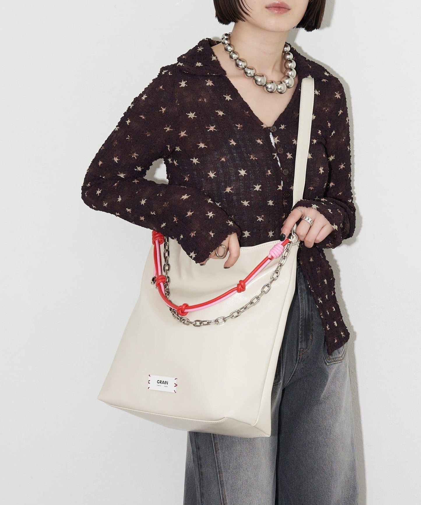 GRAIN 配色皮革鏈條 2WAY 單肩包
