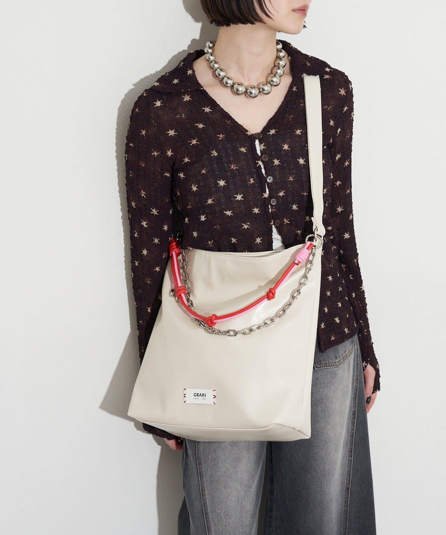 GRAIN 配色皮革鏈條 2WAY 單肩包