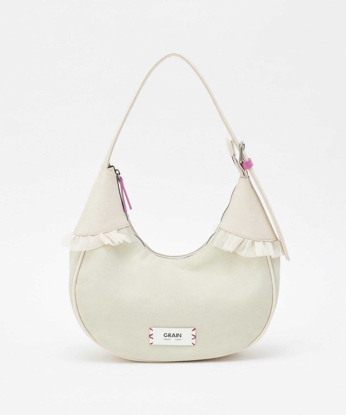 GRAIN/グレイン 麂皮拼接網紗手提包