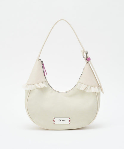 GRAIN/グレイン 麂皮拼接網紗手提包