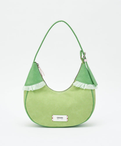 GRAIN/グレイン 麂皮拼接網紗手提包