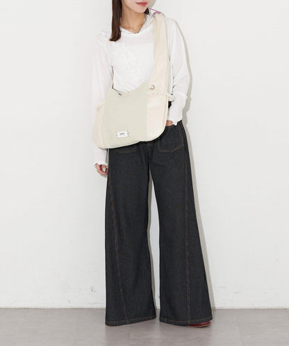 GRAIN/グレイン 麂皮拼接網紗托特包