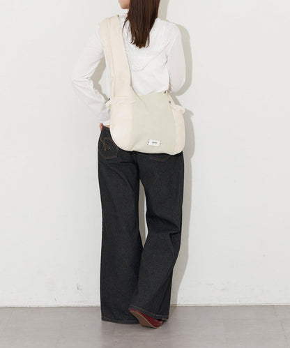 GRAIN/グレイン 麂皮拼接網紗托特包