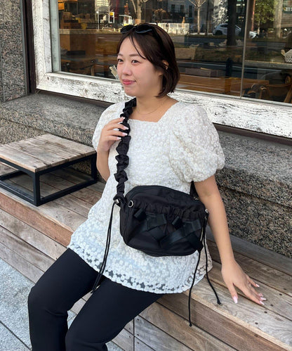 SAPON 防潑水 蝴蝶結抽褶 單肩包