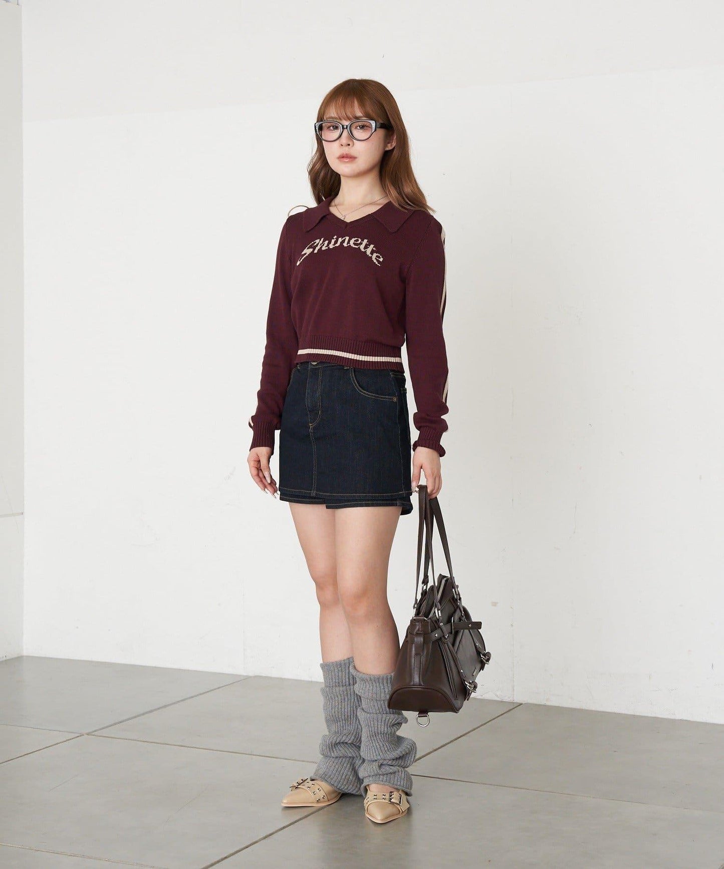 帶裝飾帶拉鍊口袋單肩包