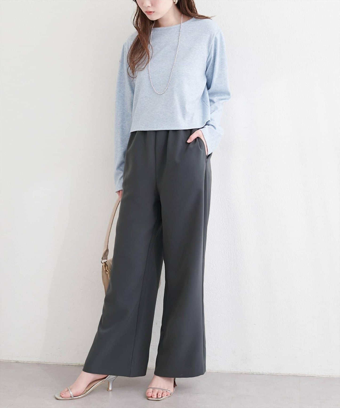 垂墜感寬鬆彈力休閒褲