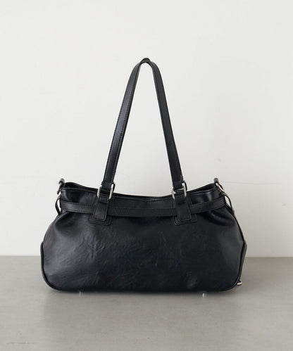 帶裝飾帶拉鍊口袋單肩包