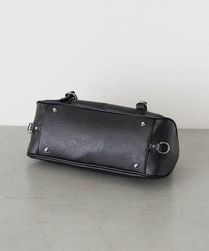 帶裝飾帶拉鍊口袋單肩包