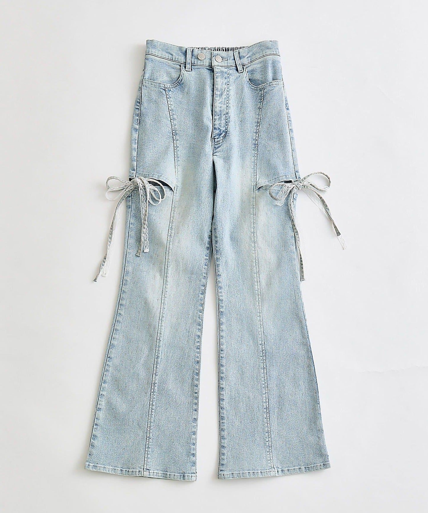 側開叉蝴蝶結彈力褲