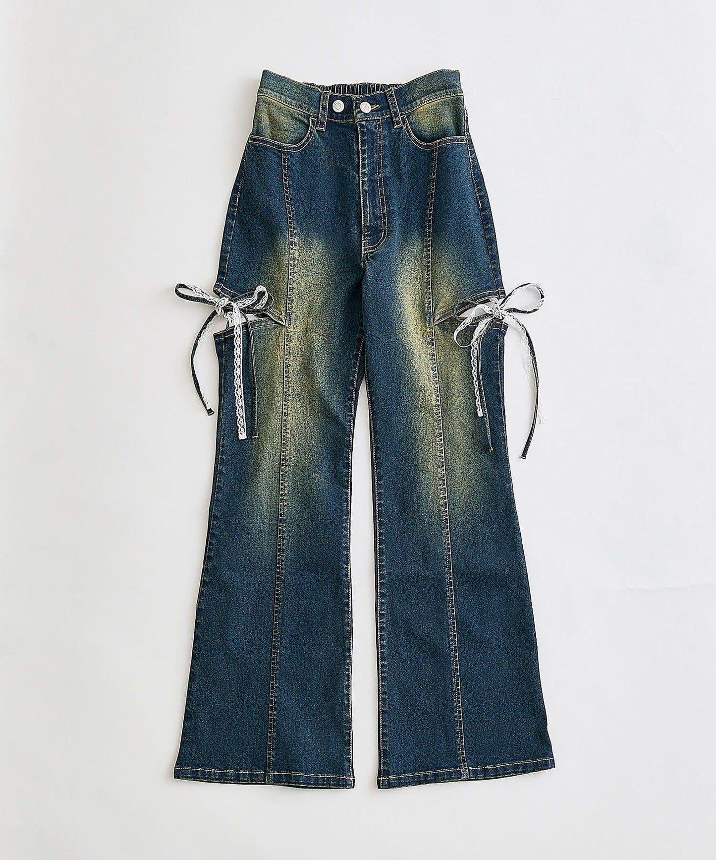 側開叉蝴蝶結彈力褲