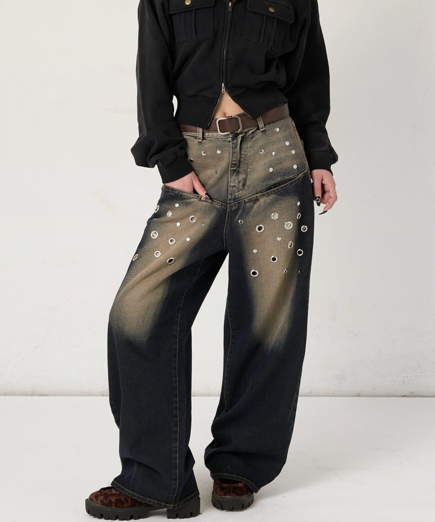 EYELET SLAPOKE BLAST DENIM 牛仔褲