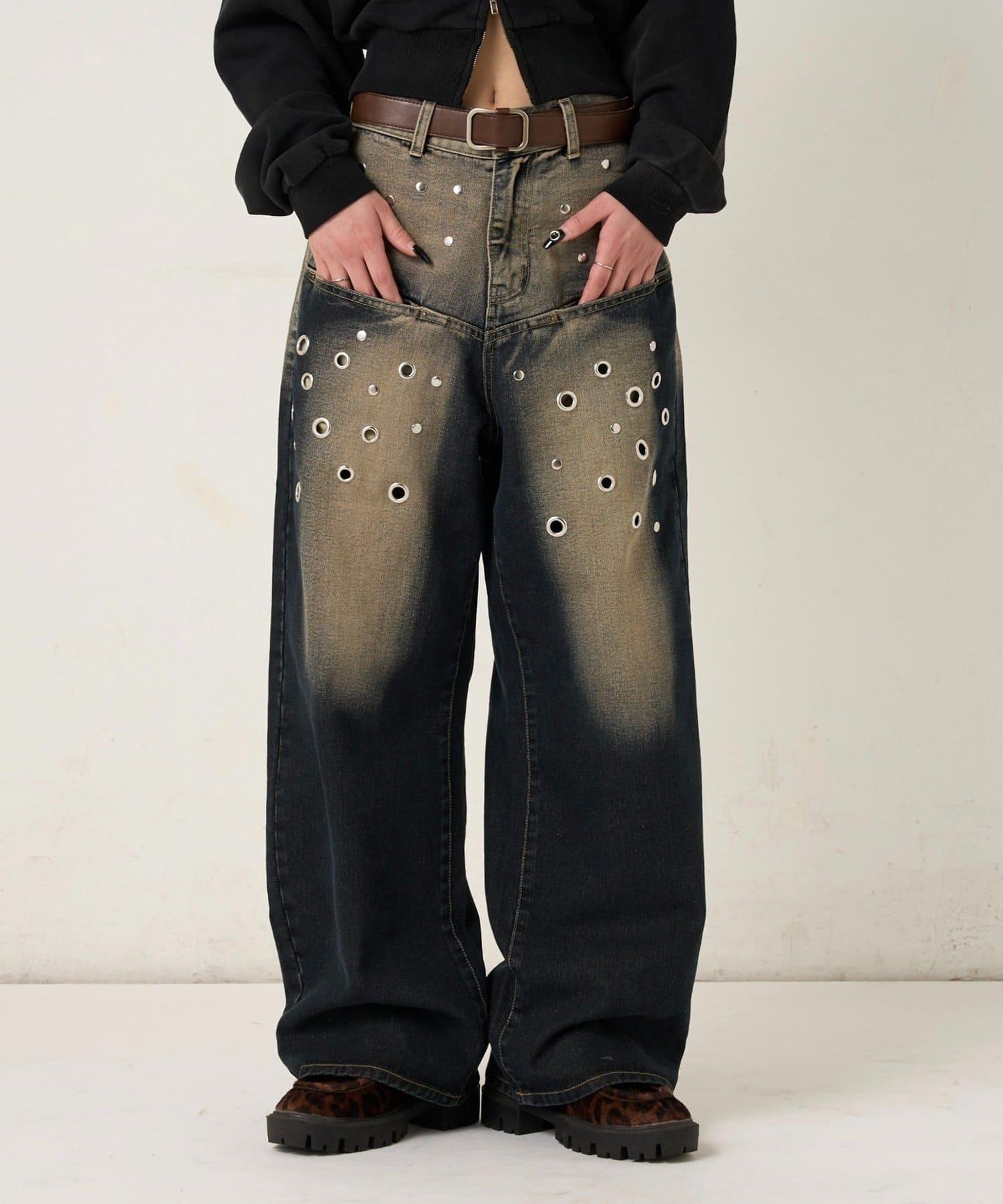 EYELET SLAPOKE BLAST DENIM 牛仔褲