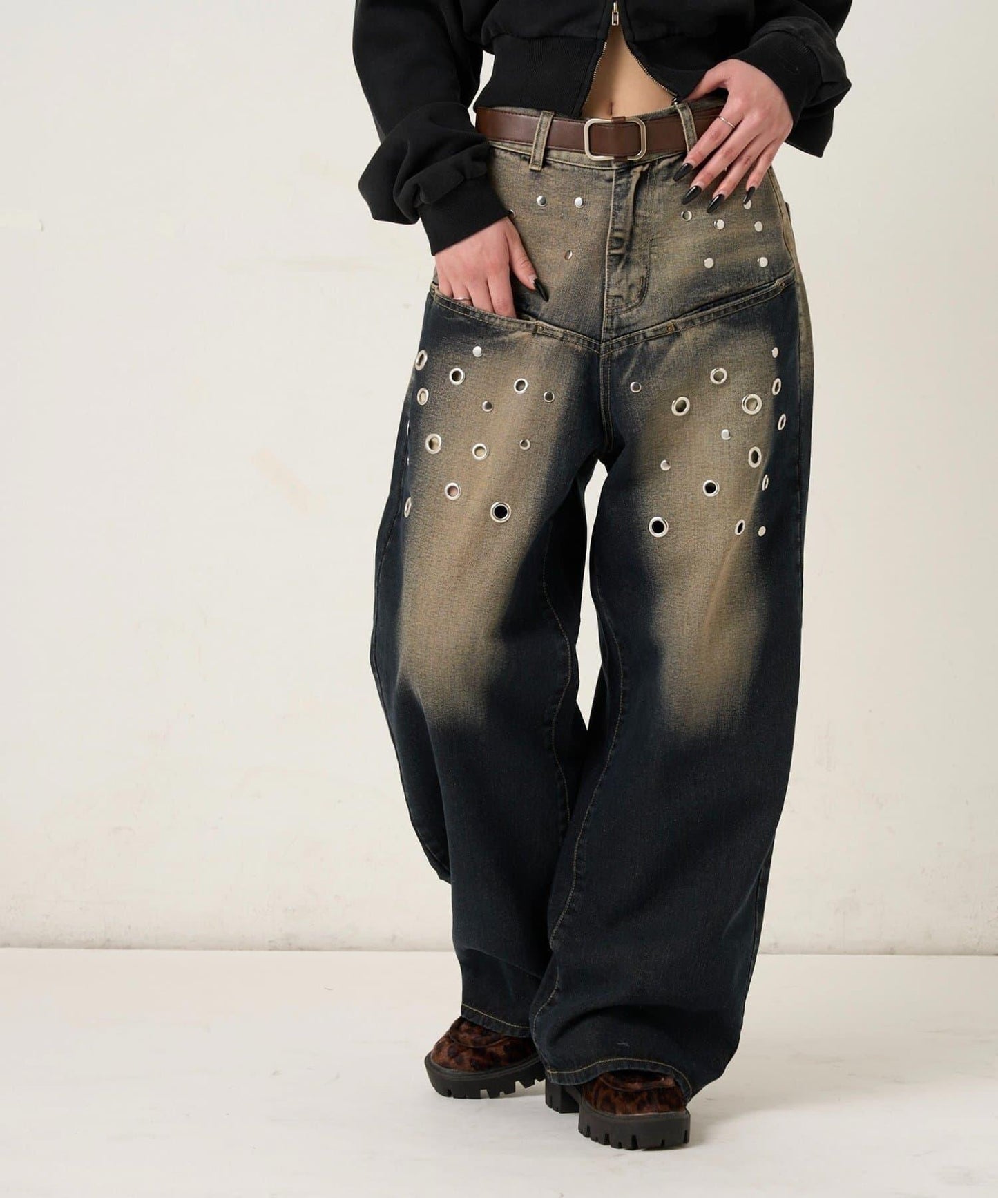 EYELET SLAPOKE BLAST DENIM 牛仔褲